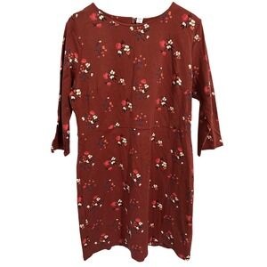 Old Navy Heavyweight Stretchy Dress‎ Brown Floral Print Back Zip Women's Size XL